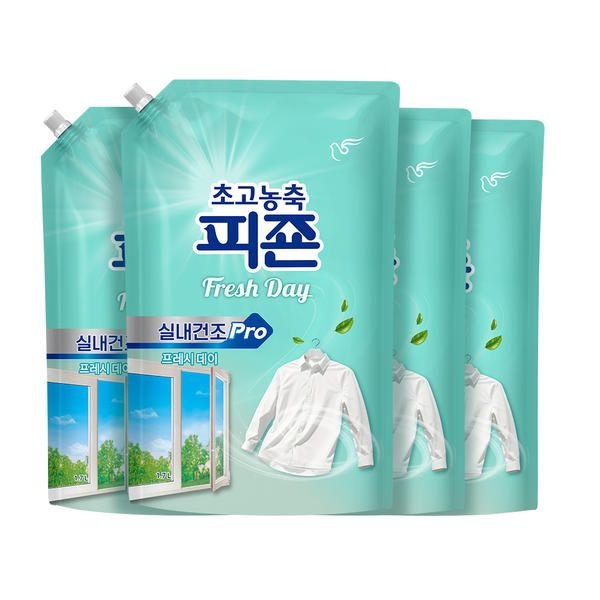 피죤 실내건조 프로 초고농축 섬유유연제 프레시데이 1.7L X 4개