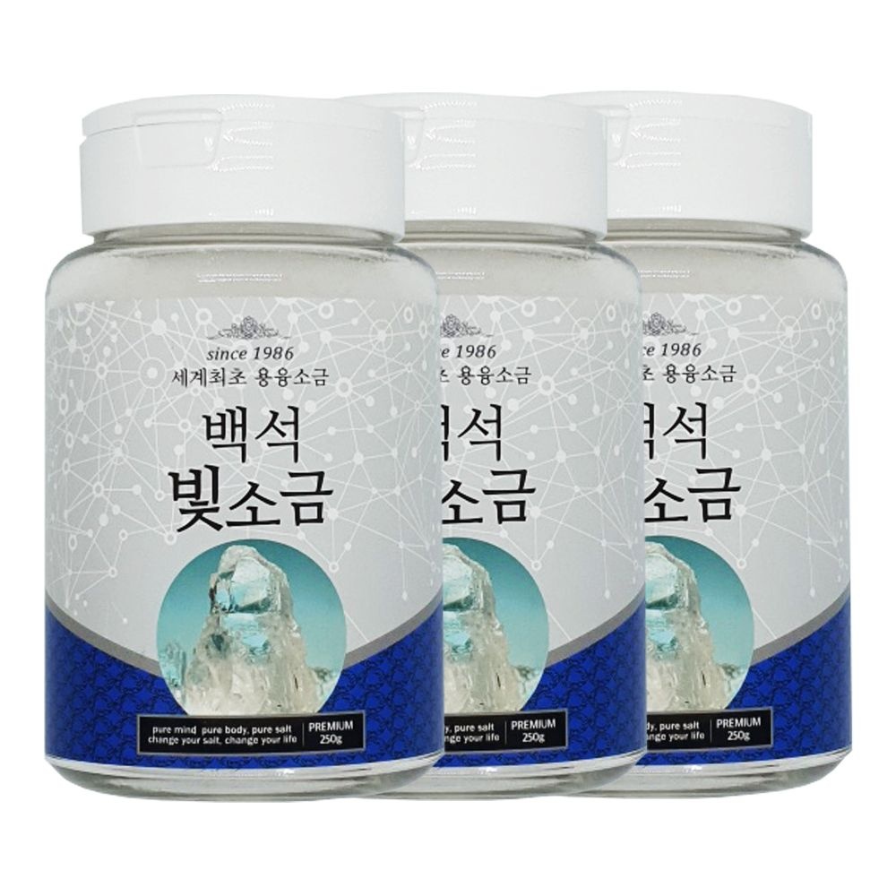 백석빛소금 1000도씨 용융소금 용기형250g x 3개