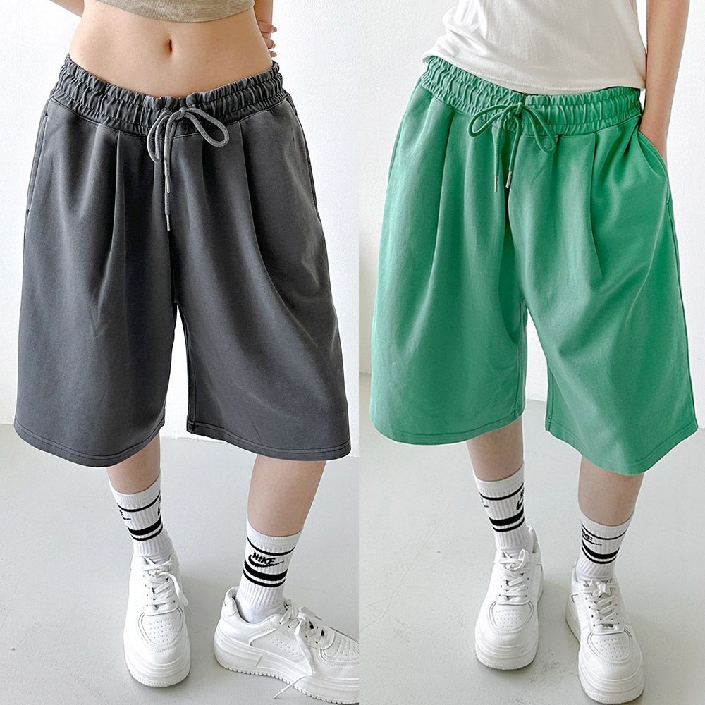 코디제이 코디제이 [워싱감예쁜] 버뮤다핀턱 피그 반바지 5부 와이드핏 통큰 반바지 오버핏 스트릿 피그먼트 데일리 남녀공용