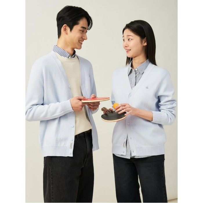 빈폴 멘 [Essential] 남녀공용 코튼 베럴비 카디건  라이트 그레이 (BC515AE102)