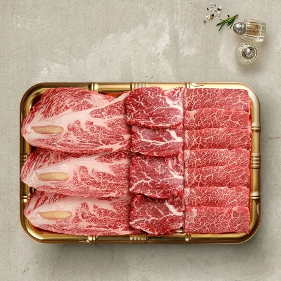 [투뿔한소] 한우 1++등급 채반 선물세트 2호 1kg(등심250g x 2팩+살치살300g+안심2