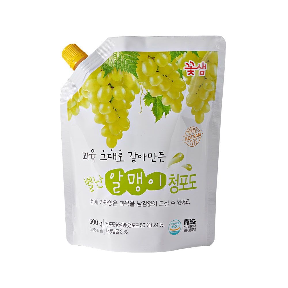 [오늘출발] 꽃샘 별난 알맹이 청포도 500g 청포도청 파우치 에이드