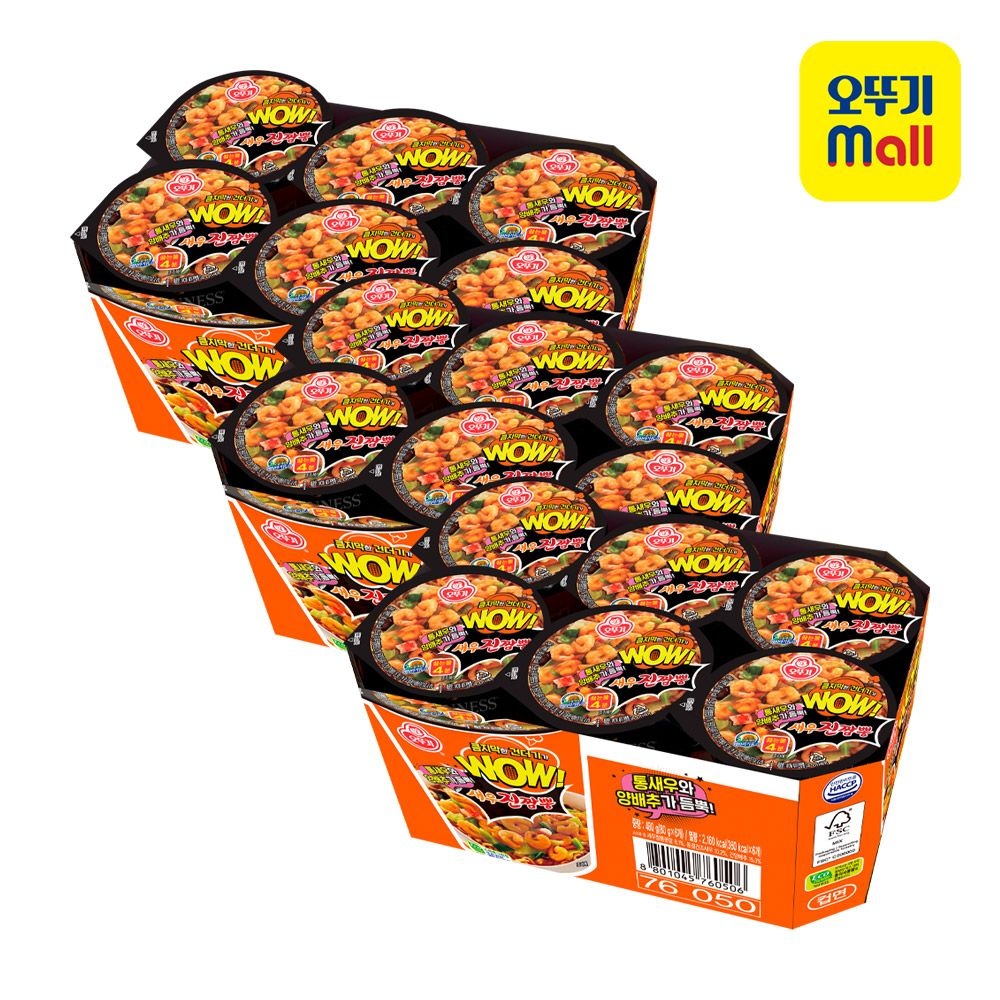 오뚜기 오뚜기 WOW 새우진짬뽕 컵 (80gx6) 3개