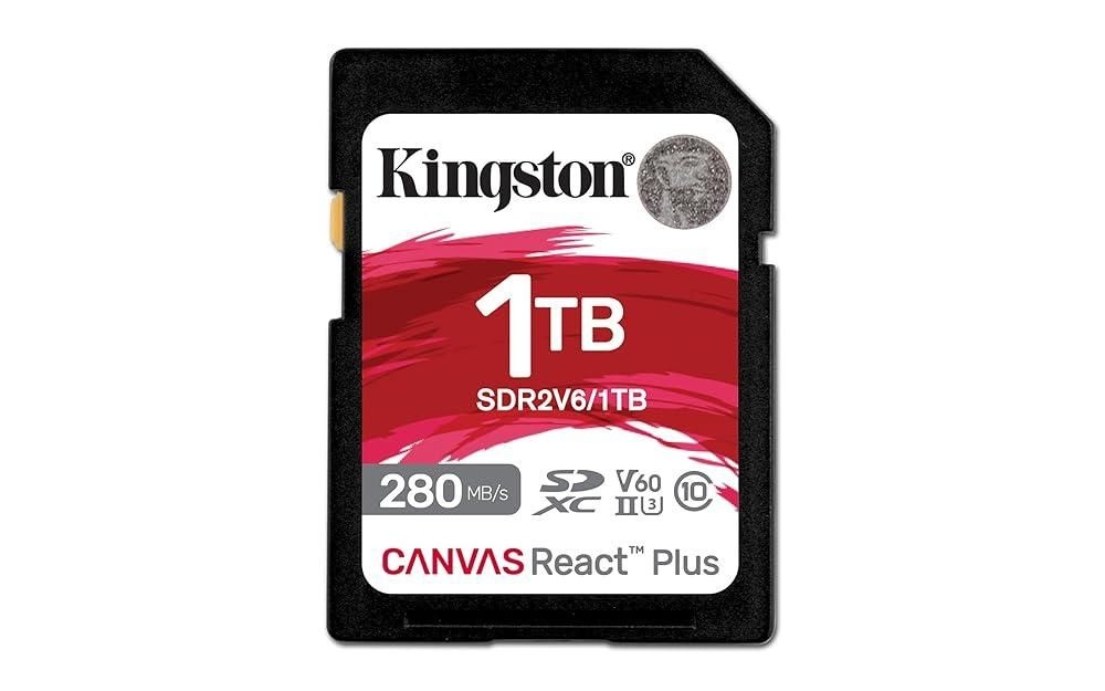 [해외] Kingston 1TB 캔버스 리액트 플러스 SD 카드 | 최대 280MB/s 고성능 사진 클래스 10 UHS-II U3 V60 SDR2V6/1TB 224975