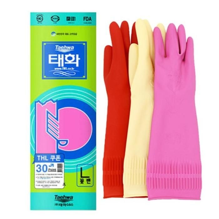[LF20QPR8_56]태화 꽃밴(L)x 주방고무장갑 10켤레