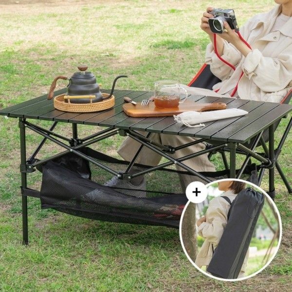 해피판데이협력사 감성 한스푼 고급 캠핑 폴딩 식탁 야외용 탁자 경량 접이식 롤 테이블 셀프 인테리어 꾸미기 선물