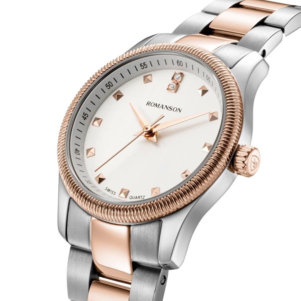 로만손] 로만체 코인베젤 DIA 여성 메탈시계 RWRMLL5BS505CRWH0
