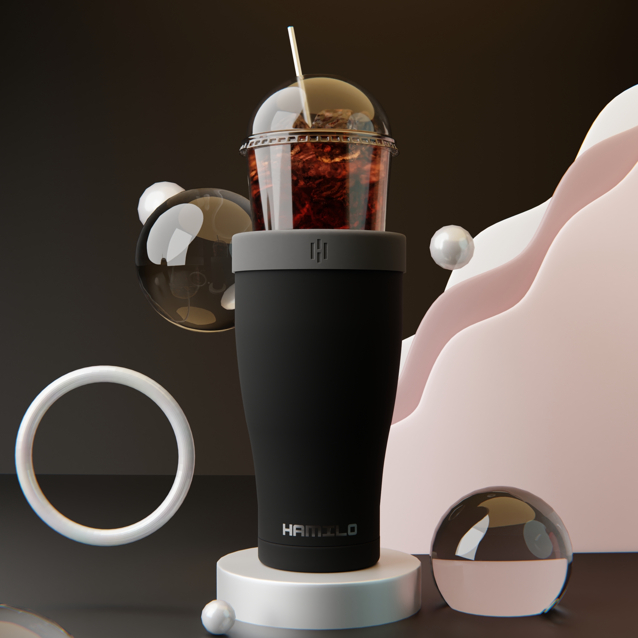 해밀로 아이스커피 텀블러 [블랙] 얼죽아 텀블러 900ml 스텐 보온 보냉 대형 대용량