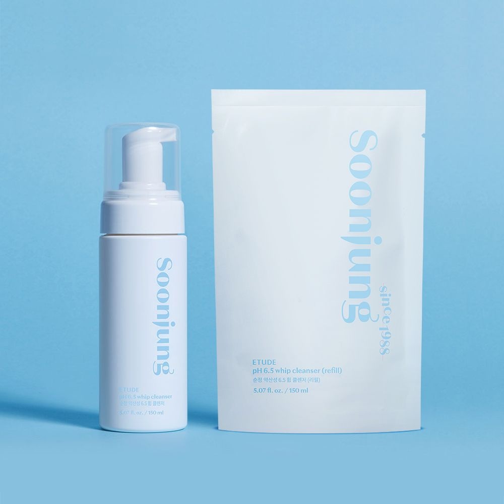 코스비전 에뛰드 순정 약산성 6.5 휩 클렌저 150ml (본품+리필) /저자극 클렌징폼/약산성 폼클렌징