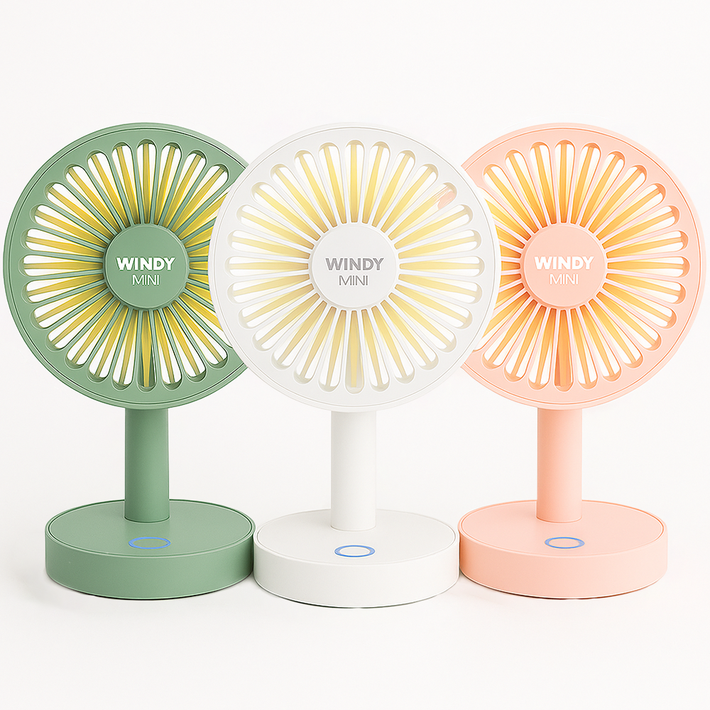 1+1 윈디 미니 탁상용 선풍기 사무실 독서실 무소음 캠핑 무드등