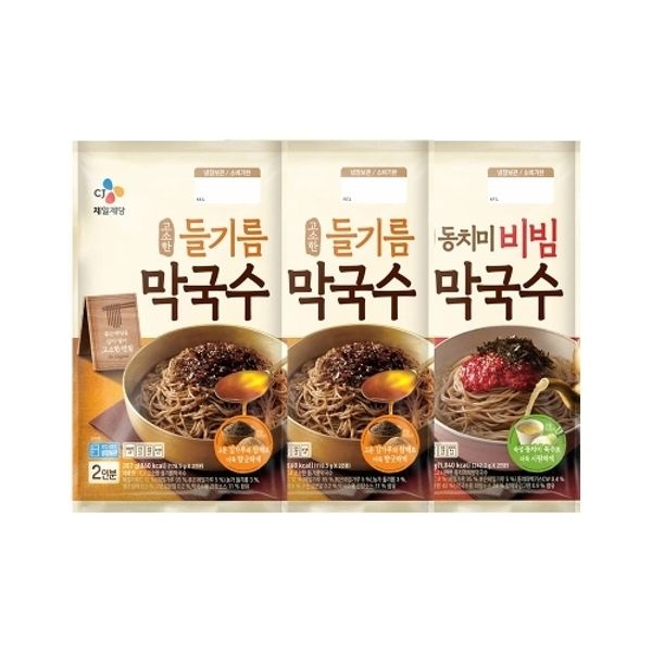 CJ 고소한 들기름 막국수 356g x2개+동치미 비빔 막국수 484...