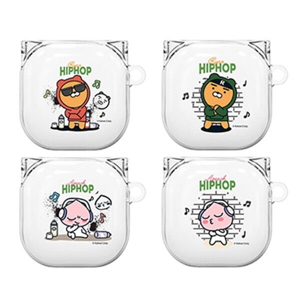 [아미크] 카카오프렌즈 힙합라이언 갤럭시 버즈 라이브 투명 슬림 케이스 키링 고리 캐릭터