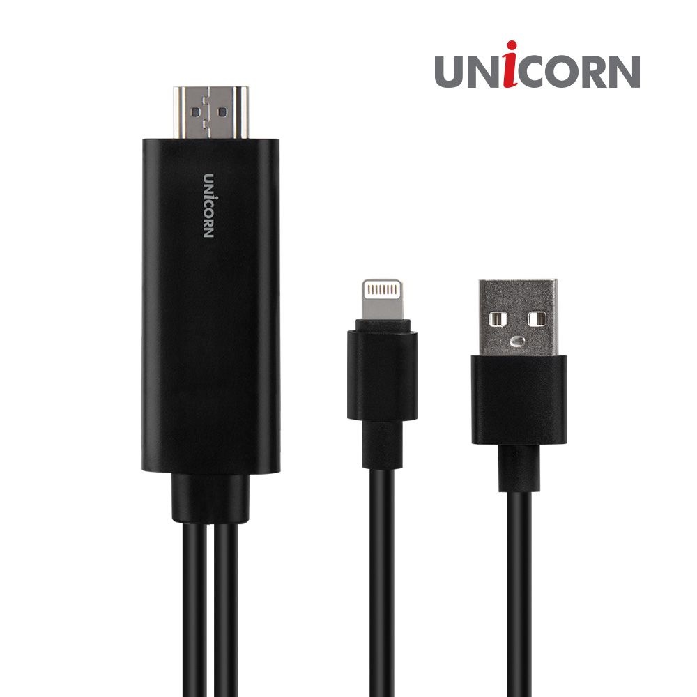 유니콘 IOS 8핀 to HDMI 4K 60Hz MHL 아이폰유선미러링 USB충전 TM-MHL-8000S (TM-MHL-8000S)