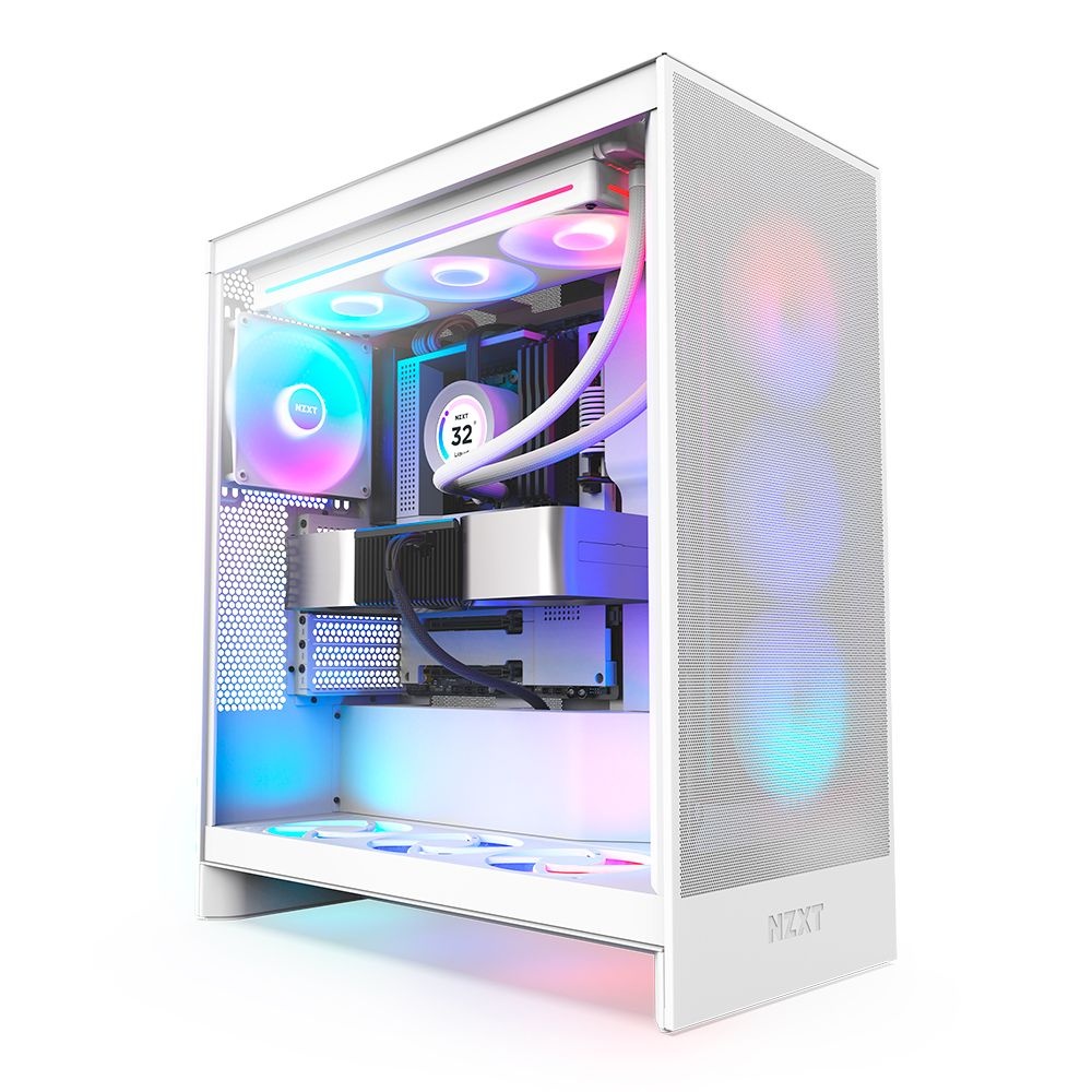 NZXT NZXT H7 Flow RGB V2 화이트 모던 심플 디자인 PC 게이밍 케이스