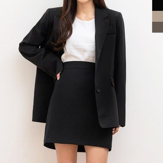 에이치플러스몰 키커보이는 오피스룩 여자 자켓 스커트 세트 10대 커플룩코디 캐주얼의상 캐주얼