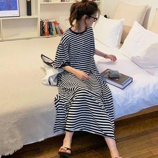 [MEI6M9RR_56]스트라이프 여름원피스잠옷 무늬 원피스