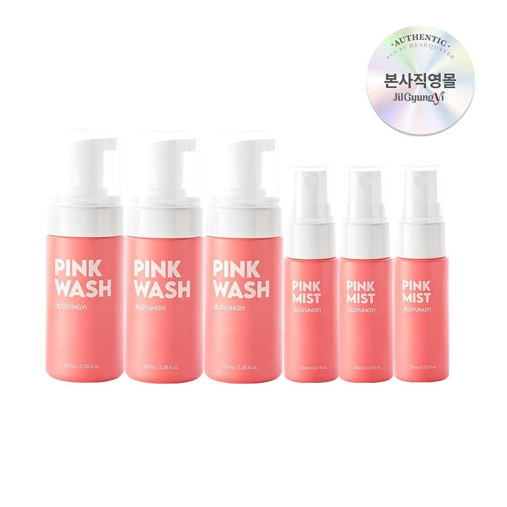 질경이 (현대Hmall) [질경이] 퍼퓸 여성청결제 자몽향 핑크 워시폼 100ml x3개+핑크 페미닌 미스트 20ml x3개