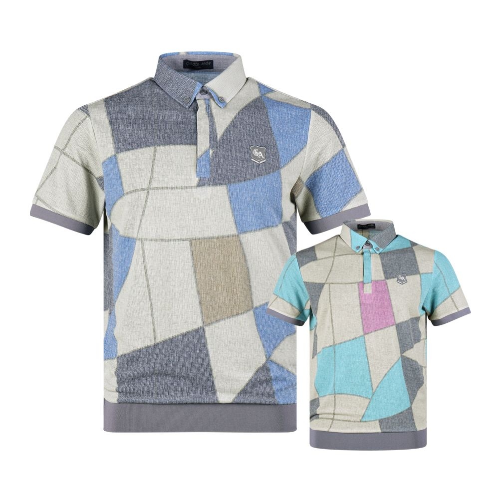 럭스골프 남성 지오메트리 패턴 반팔티셔츠 YG25M411