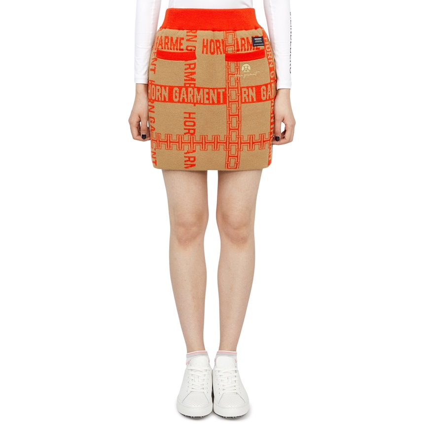 혼가먼트 HORN GARMENT [골프] 파이로 HSW 2C AB08 CAMEL 여자 울 미니 스커트