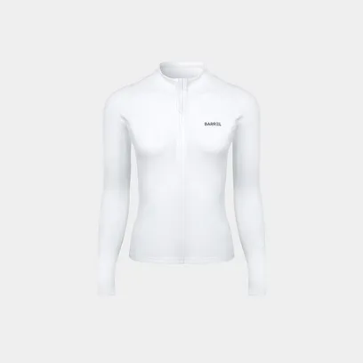 우먼 에센셜 스탠다드핏 집업 래쉬가드 화이트 (B4SWWZR001WHT)