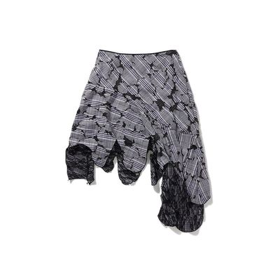 PERVERZE ファッション perverze check lace jagged-hem skirt