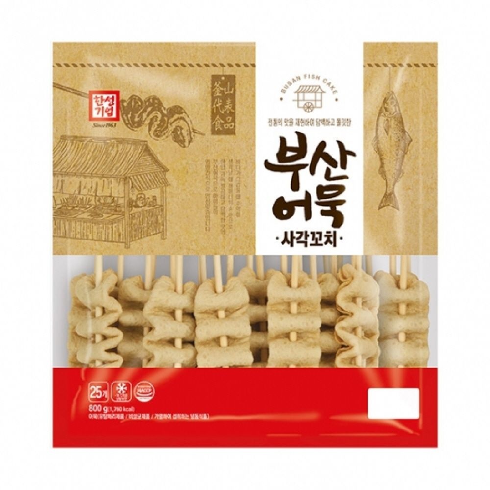 [롯데백화점] 한성기업 [한성기업] 부산어묵사각꼬치 800g 1봉지 어린이간식 오뎅 어묵바