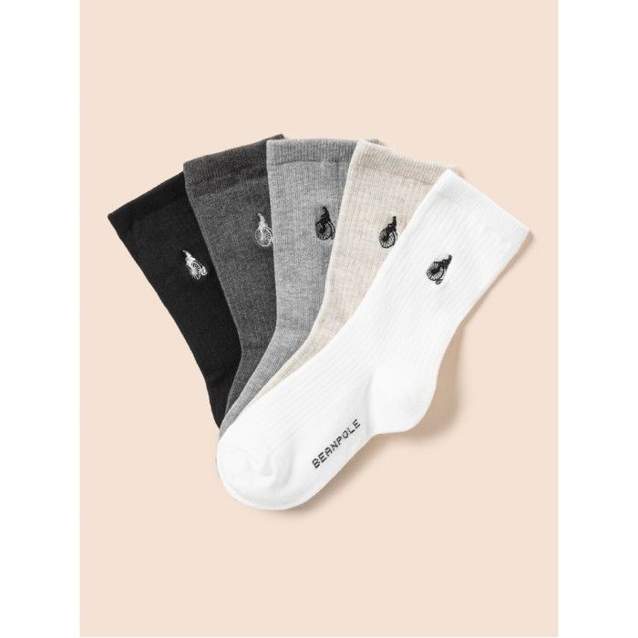 [33%OFF]베이직 양말 5족 세트 화이트 (BI57KTU051)