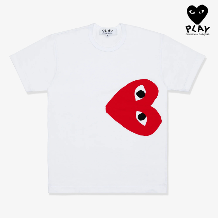 [해외] 꼼데가르송 남자 반팔티 빅하트 블랙아이즈 코튼 저지 프린트