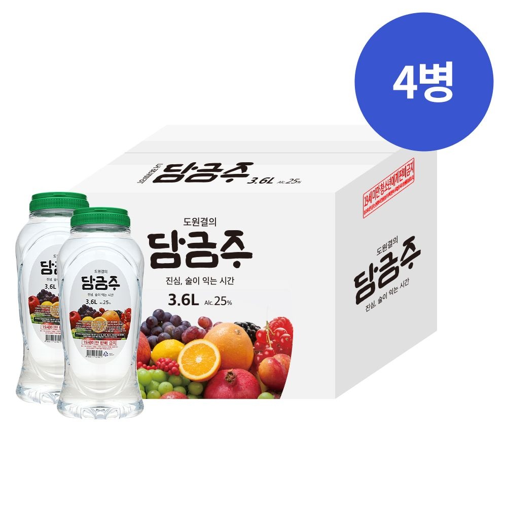 아름주가 도원결의 담금주 25도 3600ml x4병 박스상품 대용량