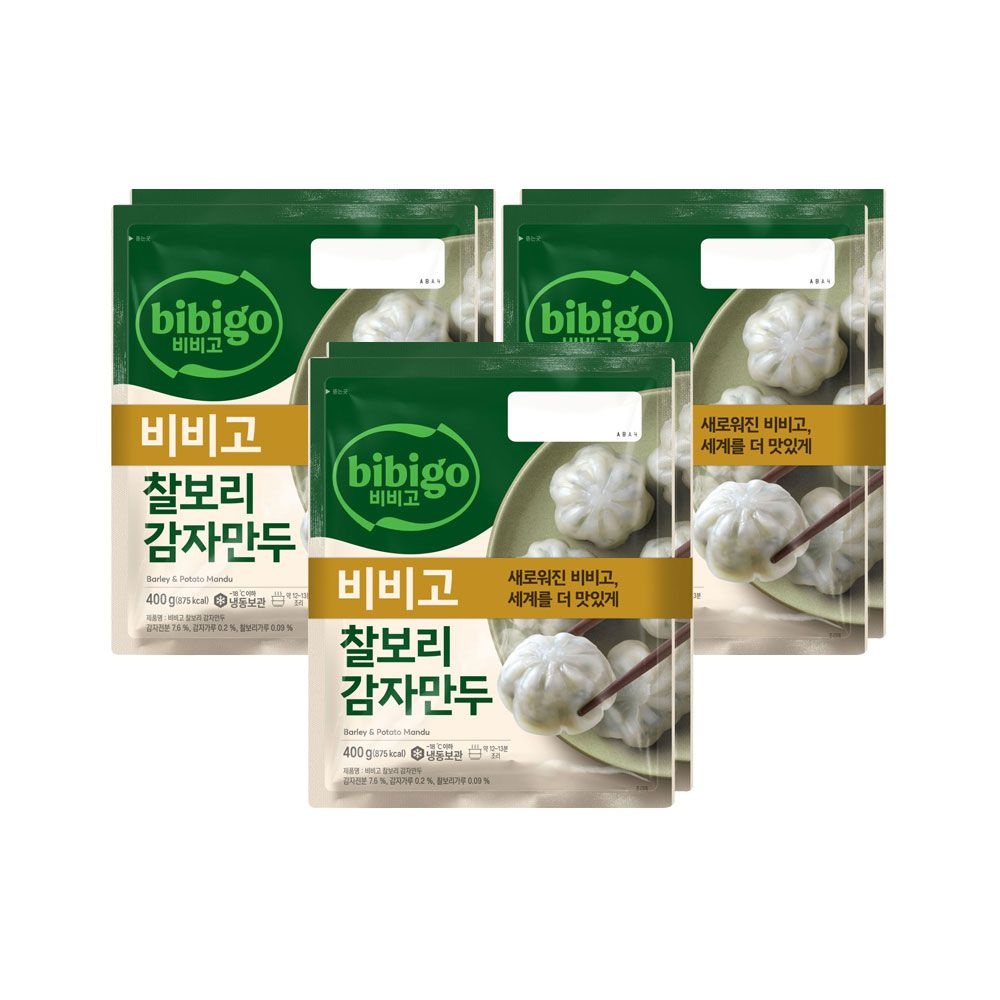 CJ제일제당 비비고 찰보리 감자만두 400g 2개입 x3개(총 6개)