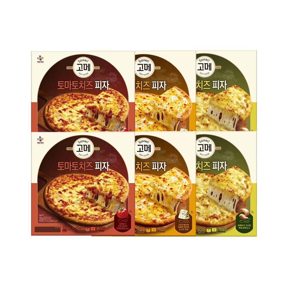 [온세일]고메 피자 토마토치즈 x2개+스윗치즈피자 x2개+갈릭치즈 x2개