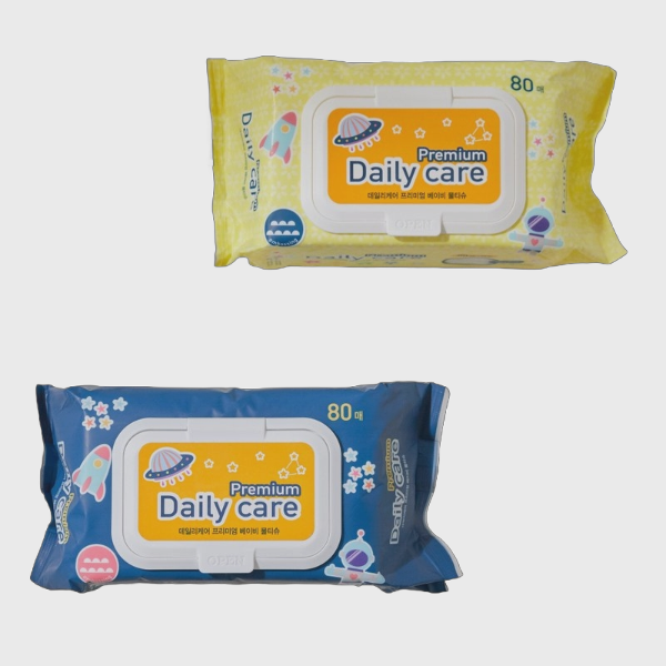 데일리케어 프리미엄 물티슈 캡형 80매1팩 10개