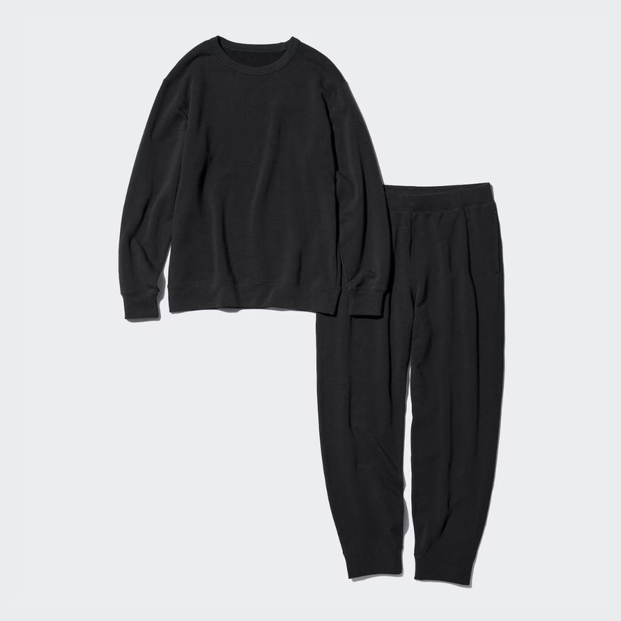 유니클로 남성 울트라 스트레치 스웨트 홈웨어 세트 그레이 블랙 474087