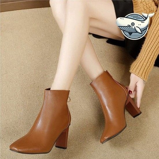 가을 여성용 미들힐 갈색 앵클부츠 스타일링 여성앵클부츠 앵글힐 여성앵글부츠 숏부츠