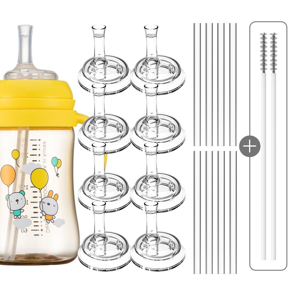 순수아 꼭지 8개+빨대 8개+솔 2개 / 그로미미 빨대컵 호환 추 빨대 리필