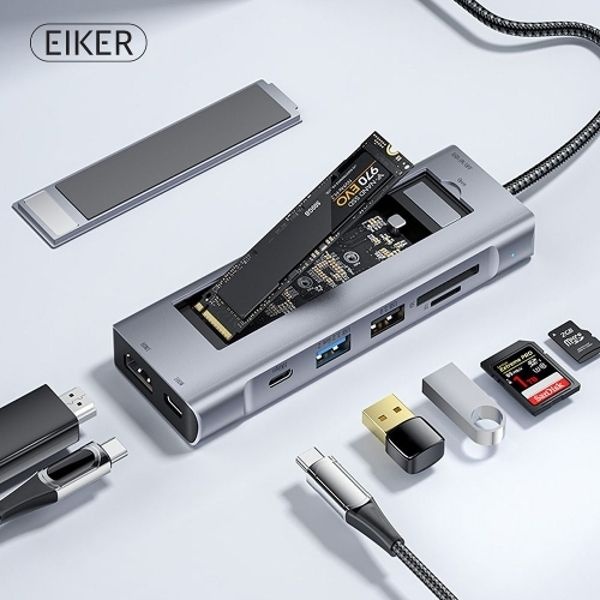 EIKER 8in1 c타입 멀티허브 USB3.2 HDMI SSD