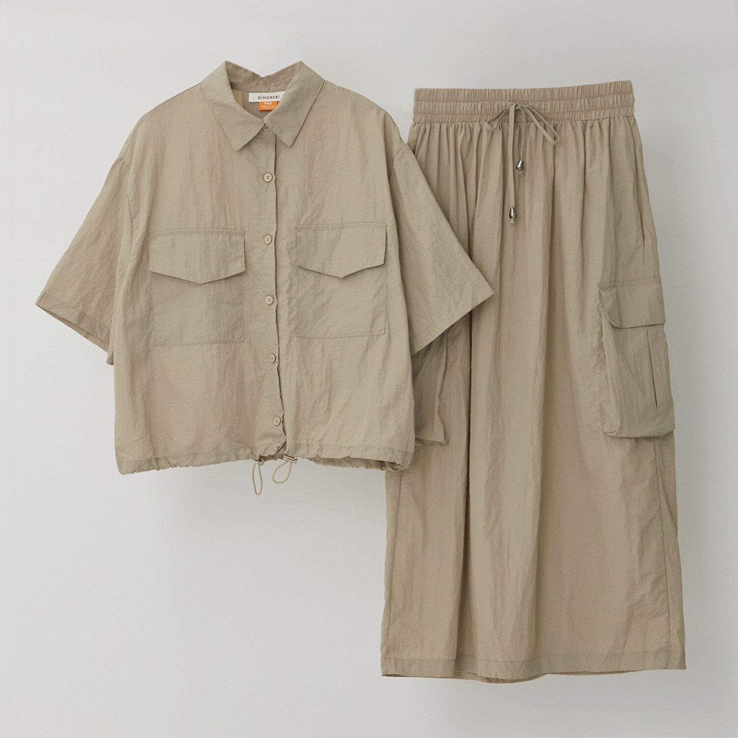 [신규컬러추가] 바스락 셔츠 카고 스커트 셋업 KOOPP550 (3colors)