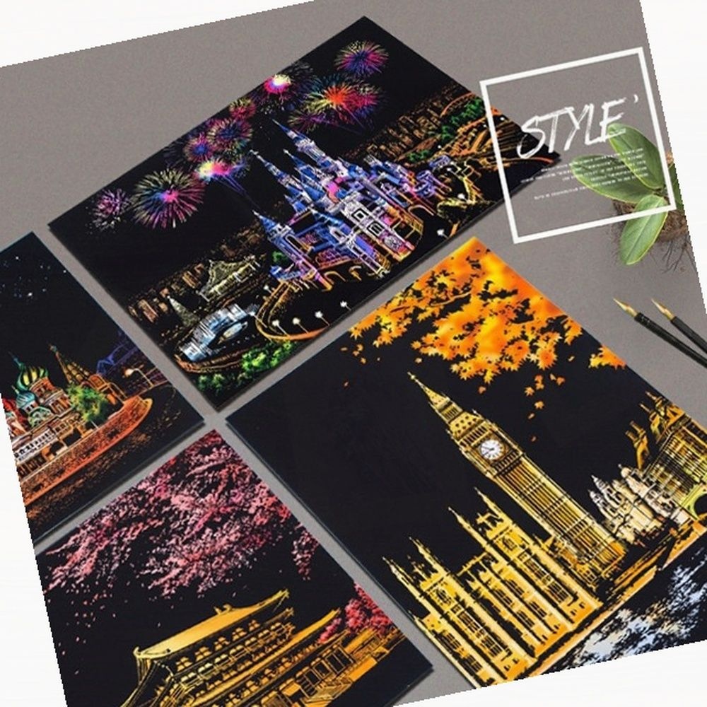 나디스 스크래치 그림 야경 세트 도시 풍경화 불꽃놀이 명소