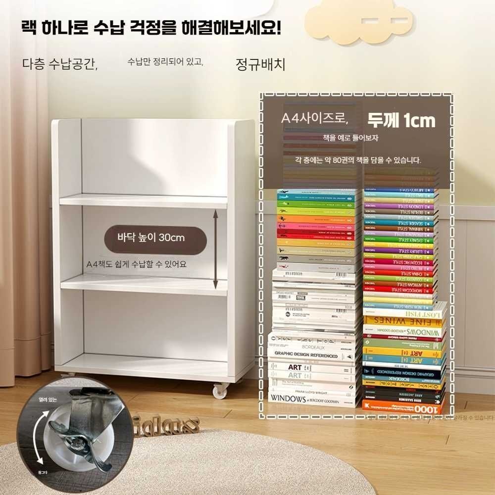 간이 다용도 오픈형 캐비닛 선반 양면책장