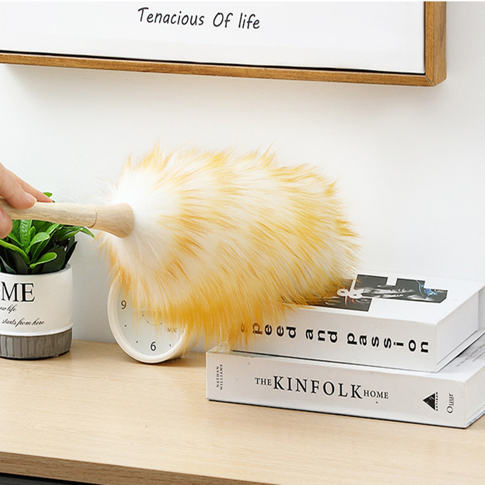 양모 먼지털이 먼지털이개 정전기 미세먼지 원목 먼지제거