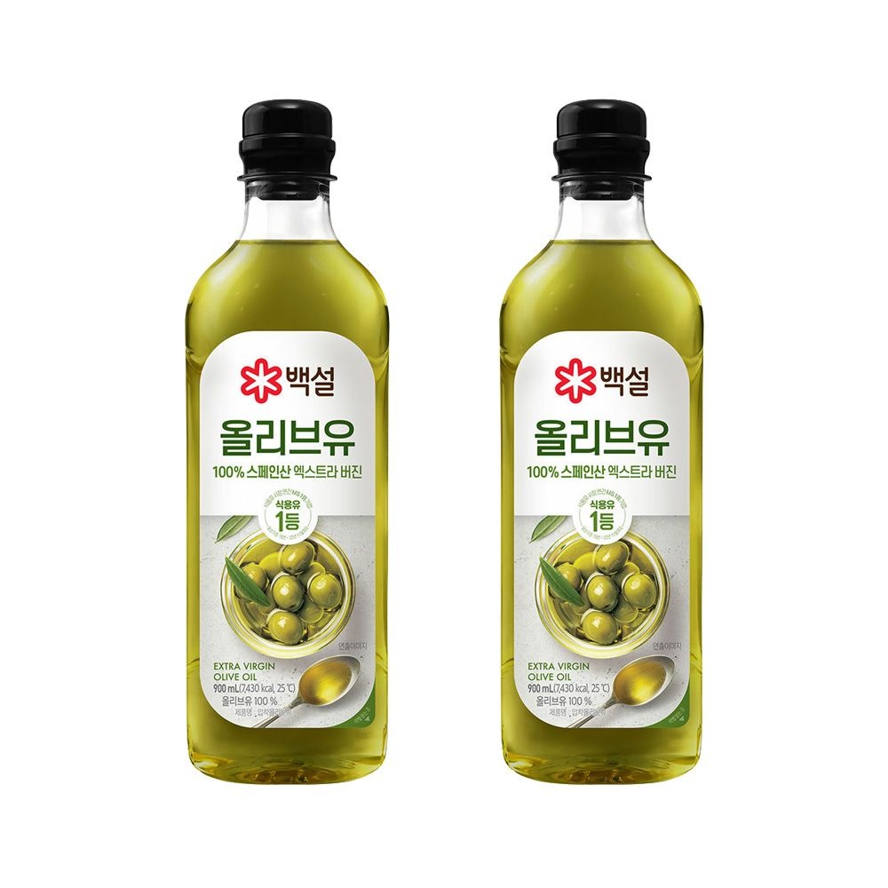 CJ제일제당 백설 엑스트라버진 압착올리브유 900ml x2개