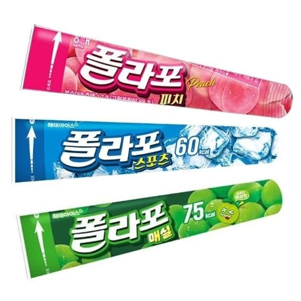 해태 폴라포 아이스크림 3종 35개 폴라포 매실 폴라포 피치 아이스크...
