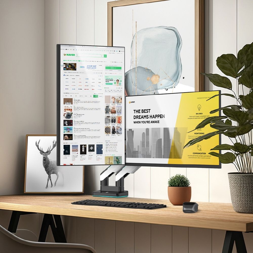 카멜마운트 고중량 대형사이즈 듀얼 모니터 거치대 CGA-1D 화이트