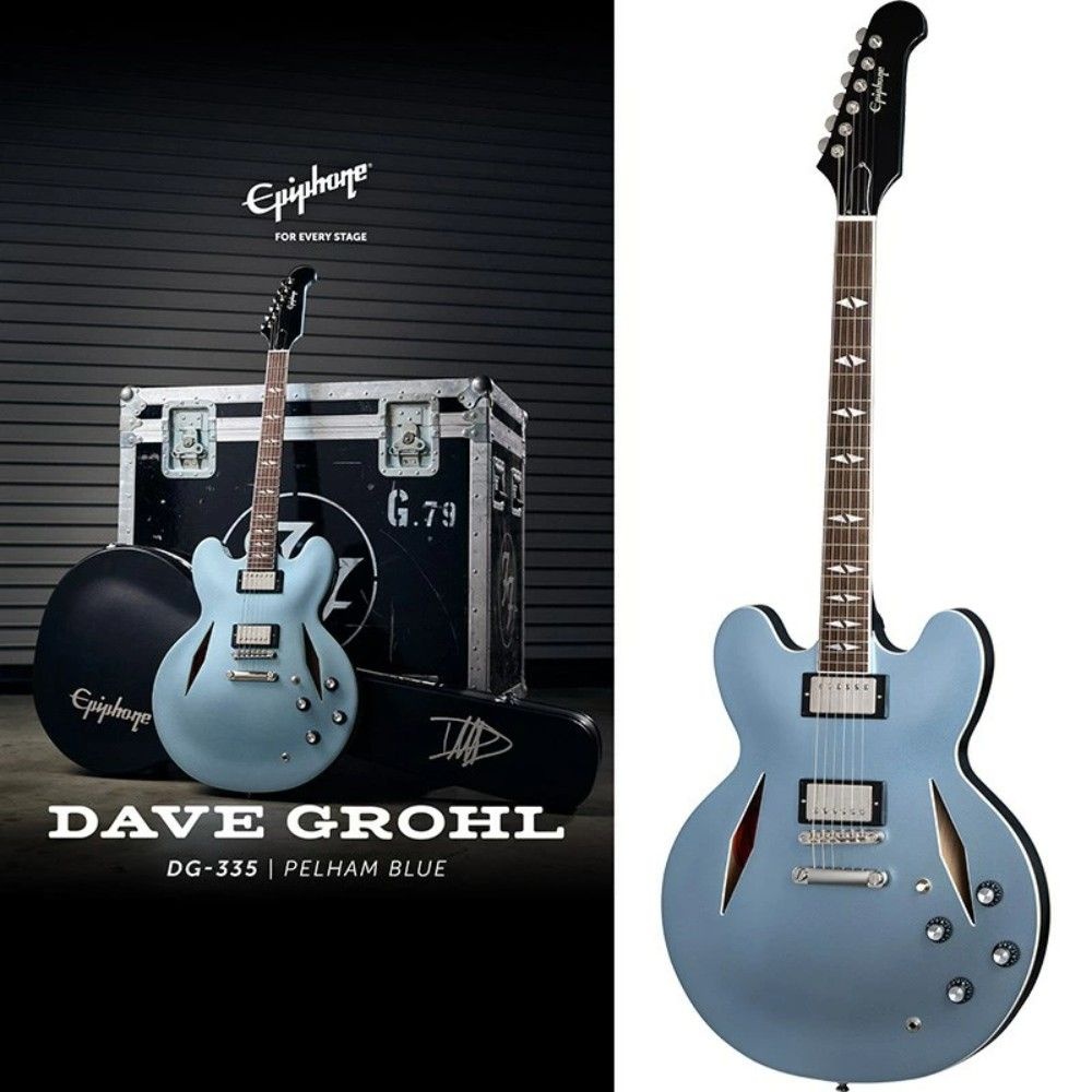 [해외] 에피폰 일렉기타 데이브 그롤 DG-335 펠햄블루 세미아코 Epiphone