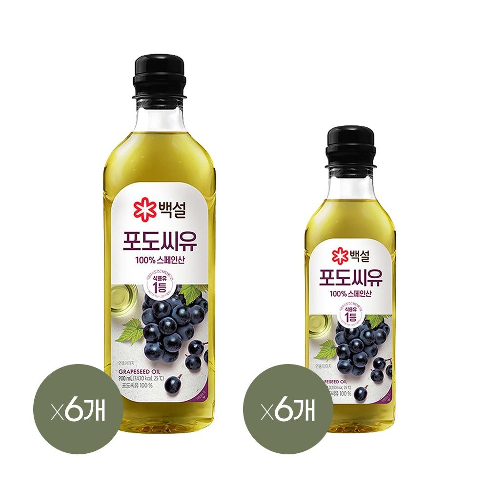 CJ제일제당 백설 포도씨유 900ml x6개+500ml x6개