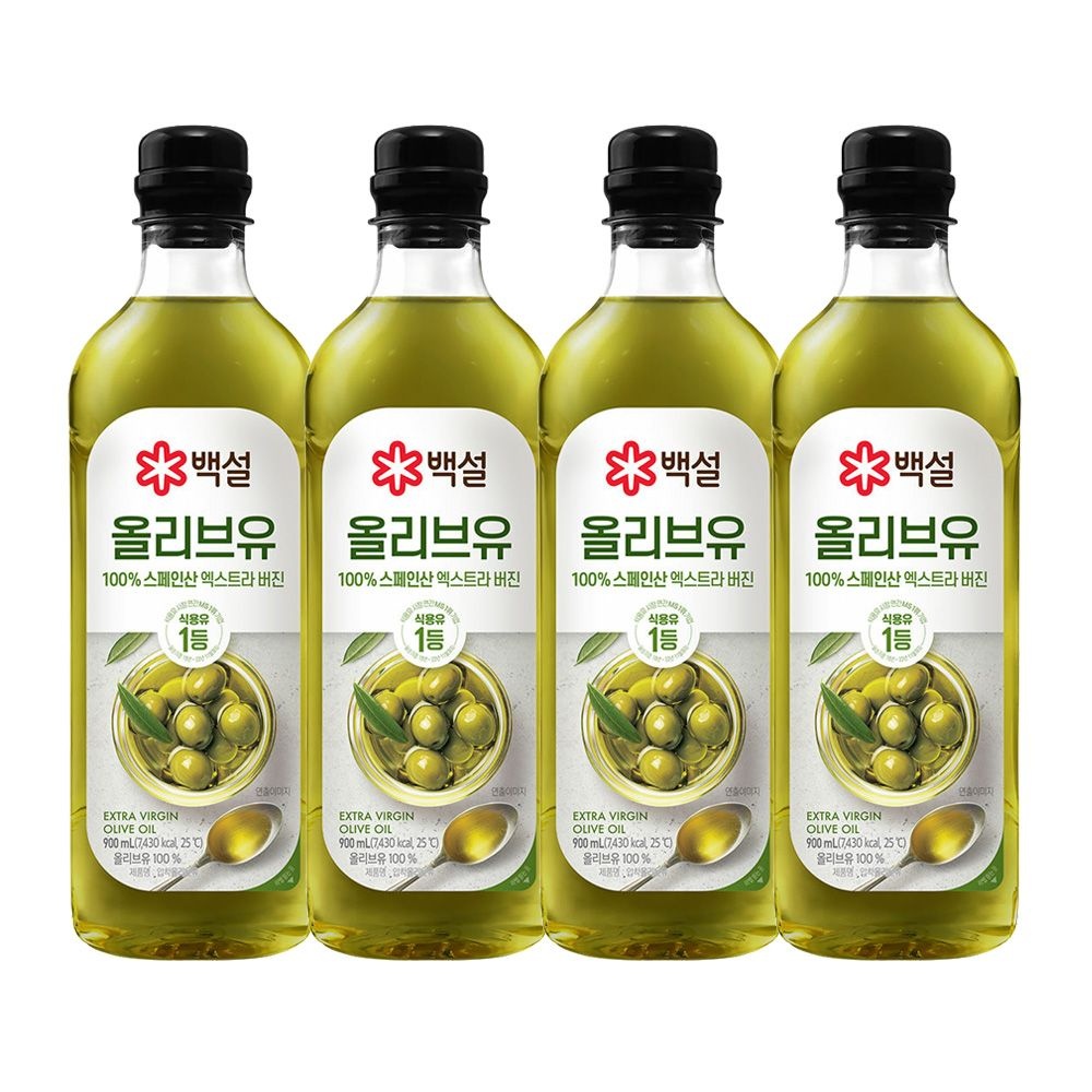 CJ제일제당 백설 엑스트라버진 압착올리브유 900ml x4개
