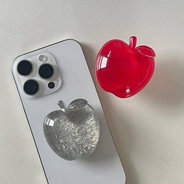 [셀러허브 1]고퀄 사과 애플 과일 호마이카 펄 실버 소품샵 추천 스마트톡 핸드폰거치대 판촉 이벤트 선물 유...