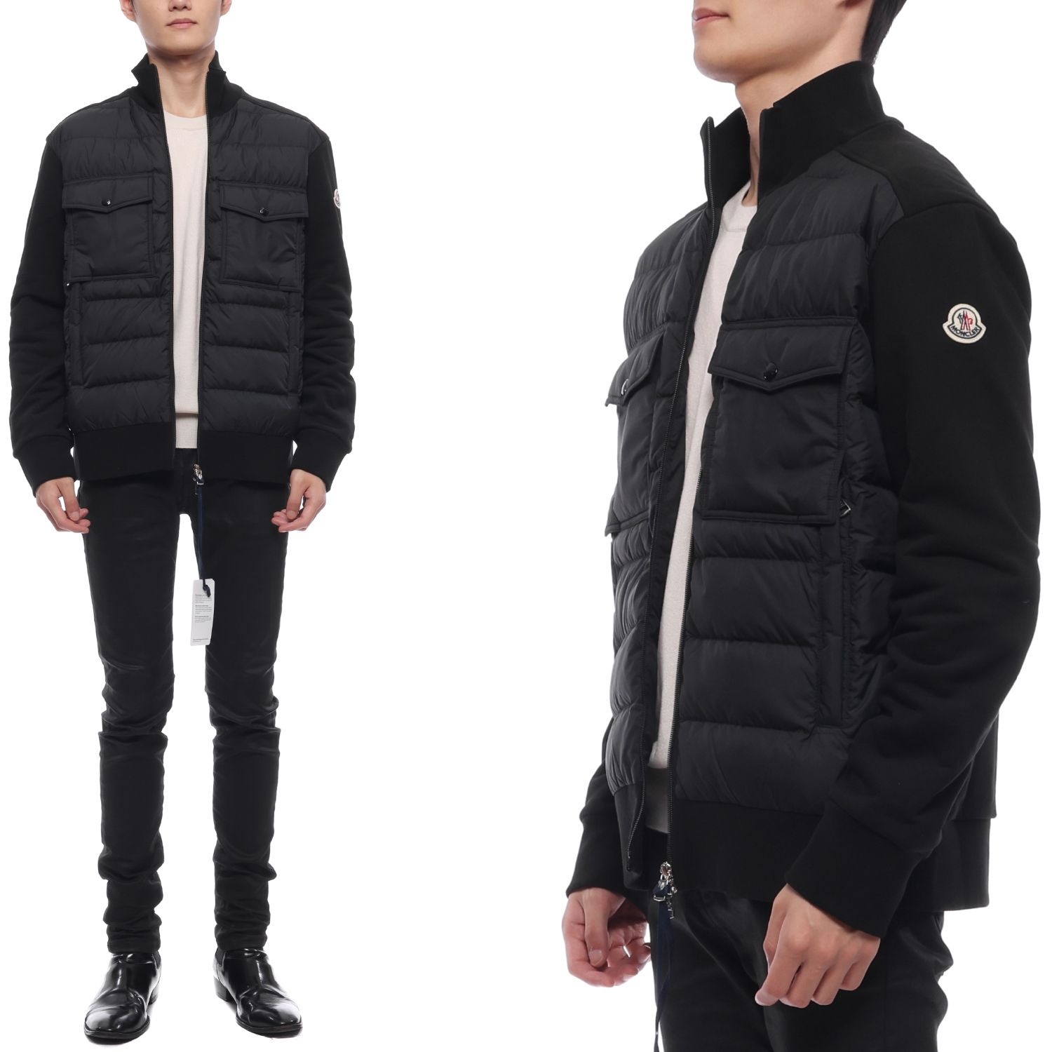 [롯데백화점] 몽클레르 [몽클레어] 24FW 남성 로고 패치 믹스 패딩 점퍼 (8G00033 89AHS 999 24F) LE1219343375