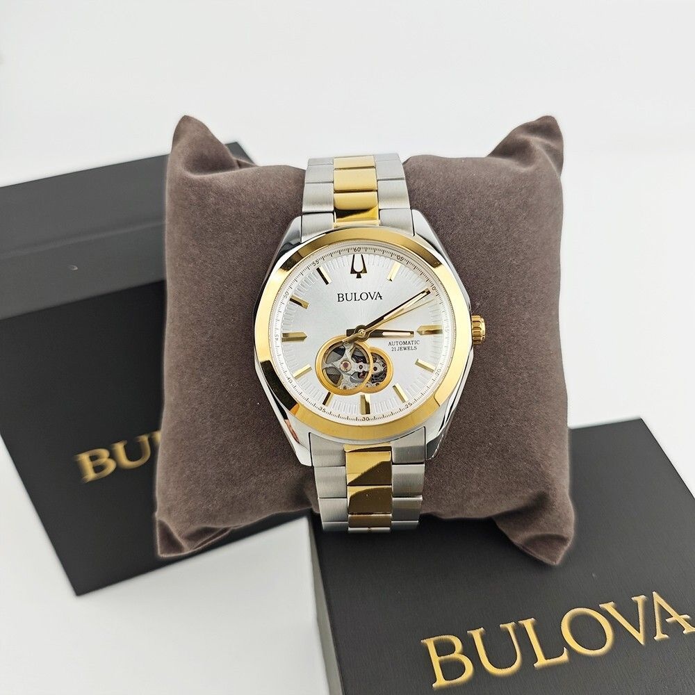 Bulova Surveyor 98A284 클래식 골드 실버 Two-Tone Men 자동 시계 [세금포함] [정품] 42mm 패션시계 명품시계 손목시계 2956002