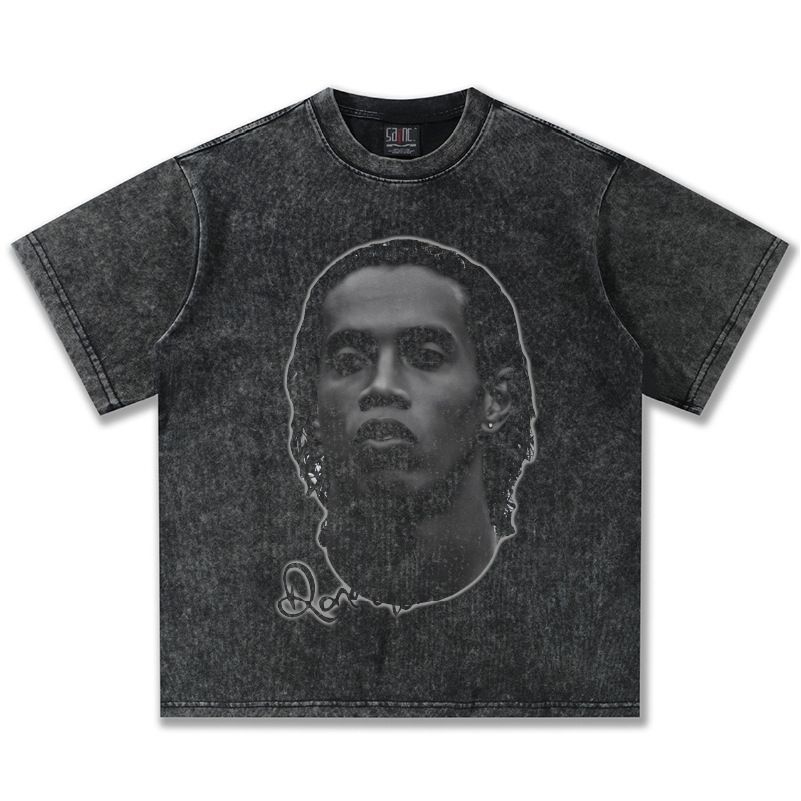 호나우지뉴 반팔 티셔츠 순면 힙합 오버핏 레트로 빈티지